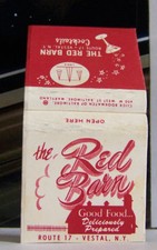 Rare Vintage Matchbook Cover E1 New York Vestal Red Barn Cocktails Drinking Bar picture