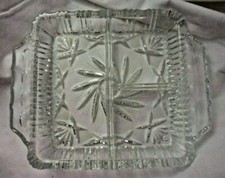 Relish Serving Tray Square Clear Cut Glass Pinwheel Start Handles 7