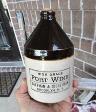 HIGH GRADE PORT WINE Stoneware Jug SALZMAN & SIEGELMAN Brooklyn, New York NY picture