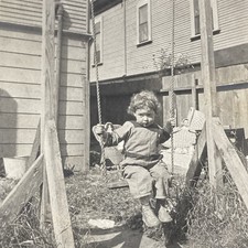 1919 Cute Adorable Precious Little Girl on Swing Creepy Dolls Watching Her Photo picture