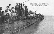 Wichita Falls Texas Crowd Of People Fishing In Lake Wichita Postcard COPY #83738 picture