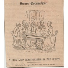 Antique 1850s Saturday Evening Post Clipping Seance Spirit Satire Woodcut Print picture
