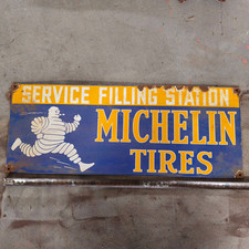 VINTAGE MICHELIN TIRES OLD US GASOLINE OIL GAS PUMP ENAMEL PORCELAIN SIGN picture