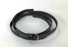 Black Leather Powder Horn Strap with Brass Buckle picture