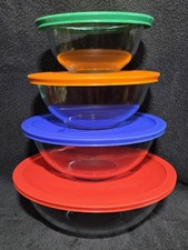 Pyrex Glass Nesting Mixing Bowl Set With Lids 8 Pc Clear Amart Essentials USA picture