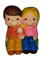 Vintage Just Bernard Vintage Bank Ceramic Cute Couple 4”x5” 1970s picture