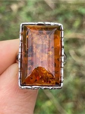 Genuine Amber Sterling Silver Ring Size 6 picture
