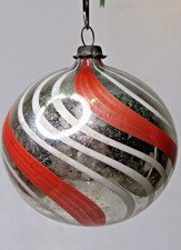 Antique pre WWII VTG Blown Glass Bimini Striped BALL Christmas Ornament Germany picture