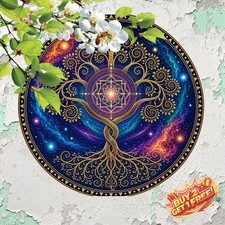 Tree of Life Mandala Metal Plaque Vibrant Sacred Geometry Wall Decor 8x8 picture