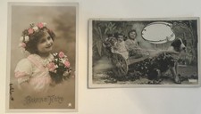 Lot 22 Vintage RPPC French Hand painted Postcards - CHILDREN picture