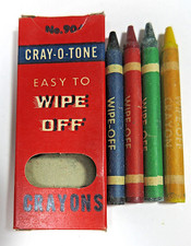 Vintage CRAY-O-TONE Box of 4 Colors WIPE-OFF  CRAYONS No. 904 NOS from 1960s picture