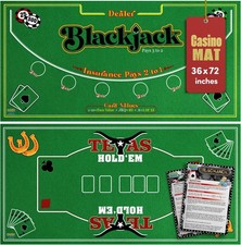 Gamie Double Sided Felt Casino Mat 36x72 Blackjack Texas Hold'em Poker picture