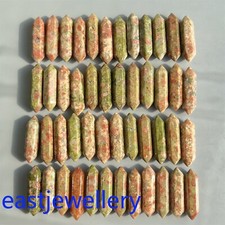 54pcs Wholesale natural gem unakite obelisk quartz crystal wand double point picture