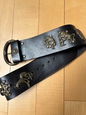 12 Constellation Metal Studded Leather Belt Unisex Black picture
