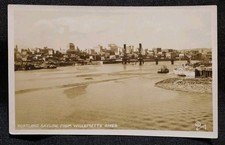 Vintage RPPC 1920s Portland Skyline From Willamette River Postcard Waterfront picture