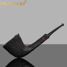 MUXIANG Sandblasted Dublin Pipe Briar Wooden Burl Tobacco Pipe Vulcanite Stem picture