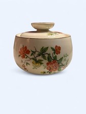 Rhythm by Homer Laughlin Covered Sugar Bowl Floral Gold Trim Vintage China picture