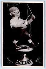 c1910's The Devil Playing Diabolo Game RPPC Photo Posted Antique Postcard picture