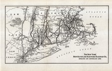 1941 Antique New York New Haven and Hartford Railroad Map Railway Map 2909 picture