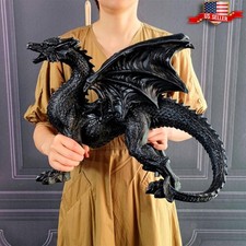 19 inch Large Gothic Winged Dragon Statue Medieval Fantasy Figurine Resin Decor picture