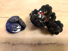 Antique Victorian Button Lot Tied Cameo Portrait & Black Molded 3D Floral Rose picture