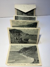 Vtg 1944 Big Sur Lodge CA-10 Postcards Fold Out Carmel-San Simeon Hwy Redwoods picture