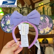 Disney Parks French Lavender Floral Spring Flower Minnie Mouse Ears Headband picture