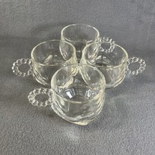 Set Of 4 Hazel-Atlas Punch Bowl Cups Candlewick Bubble Beaded Square Bottom VTG picture