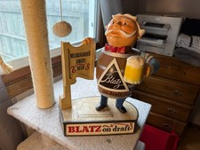 Vintage Blatz Beer on Draft Barrel Man Cast Metal Statue picture