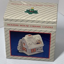 Vintage Jasco Holiday House Snowman Ceramic Candle TeaLight Holder 4.25H” #423 picture