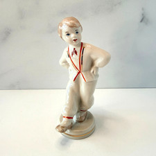 💠 Vintage Riga Latvia USSR Folk Dance Boy Porcelain Figurine 5.25