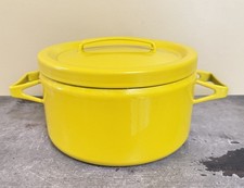 Vintage ARABIA Finel Seppo Mallat Mid-Century Modern Yellow Enamel Pot picture