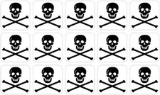 [15x] 1in x 1in Inverse Jolly Roger Flag Pirate Stickers Decals Sticker Decal picture