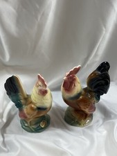 Vintage Royal Copley Rooster and Hen Ceramic Figurine 2 piece Set picture