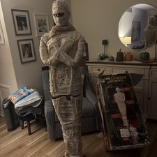 Rare Lifesize Halloween Mummy Animated Prop 6' Tall Sensor older original box picture
