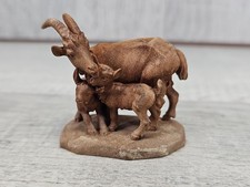 Antique Hand Carved Black Forest Alpine Chamois or Goats Exceptional Detail picture