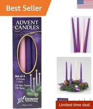 Elegant 10 Inch Wax Taper Advent Candles - Set of 4 - For Christmas Celebrations picture