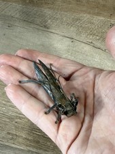 Antique Japanese Metal Cricket Grasshopper Miniature Figure Sculpture Figurine picture