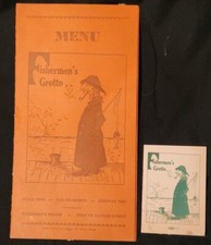 Vintage Restaurant Menu Fisherman's Grotto May 31st 