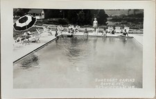 RPPC Skowhegan Maine Somerset Cabins Swimming Pool Real Photo Postcard 1950 picture