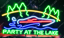 Party At The Lake Speedboat Boat Vivid LED Neon Lamp Sign Light With Dimmer 24