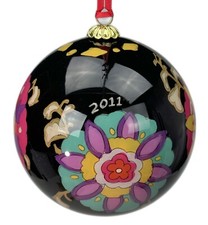 4.5” Vera Bradley Suzani 2011 Li Bien Glass Ball Christmas Ornament picture