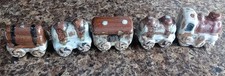 VNTG Miniature 5-Piece Train Stoneware Handcrafted Handpainted Brown Miniatures picture