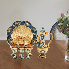 Multifunctional Vintage Coffee Pot Tea Tray And Cups Set For Wine Cabinet Decor picture