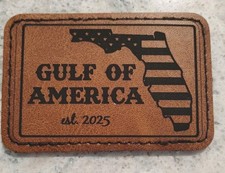 Gulf Of America Laser Engraved Morale Patch Hook & Loop 3x2 Tan Leatherette  picture