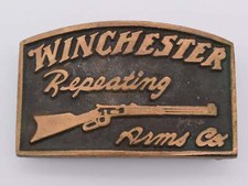 Solid Brass Winchester Repeating Arms Co Rifle Pistol Shotgun Belt Buckle picture