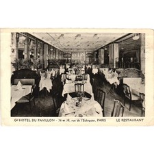Vintage 1924 Paris Grand Hotel du Pavillon Restaurant Postcard RPPC France Stamp picture