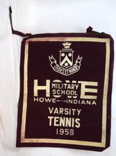 1958 Howe Military School Indiana Varsity Tennis Cloth Banner 16
