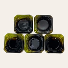 Lot of 5 Vintage Marble Glass Ashtray/Trinket Square 60's/70’s Ashtray picture