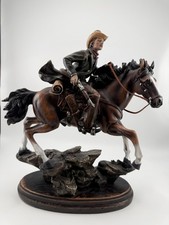 Western Cowboy Statue Riding Horse Resin Figure picture